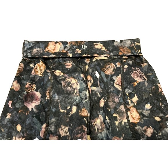 Lululemon Crop Leggings Size 6 Spring Bloom Flip Waist Yoga Active Mesh Leg - Picture 7 of 8